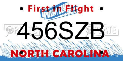 456SZB North Carolina License Plate