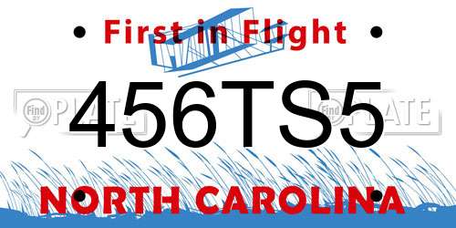 456TS5 North Carolina License Plate