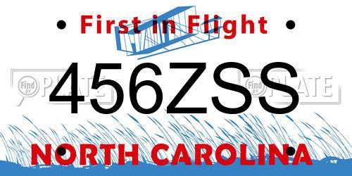 456ZSS North Carolina License Plate
