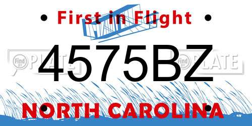 4575BZ North Carolina License Plate