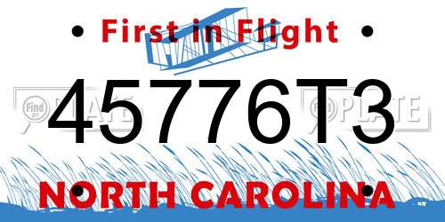 45776T3 North Carolina License Plate