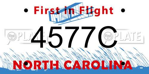 4577C North Carolina License Plate