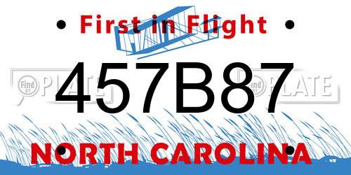 457B87 North Carolina License Plate