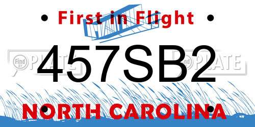 457SB2 North Carolina License Plate