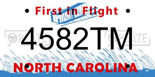 4582TM North Carolina License Plate