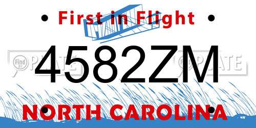 4582ZM North Carolina License Plate