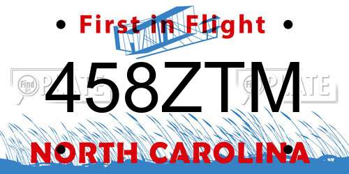 458ZTM North Carolina License Plate
