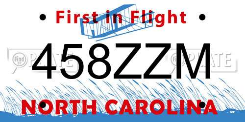 458ZZM North Carolina License Plate