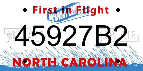 45927B2 North Carolina License Plate
