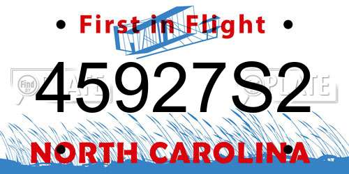 45927S2 North Carolina License Plate
