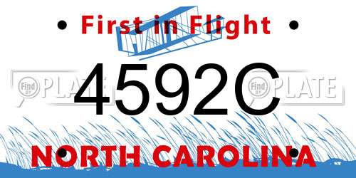 4592C North Carolina License Plate