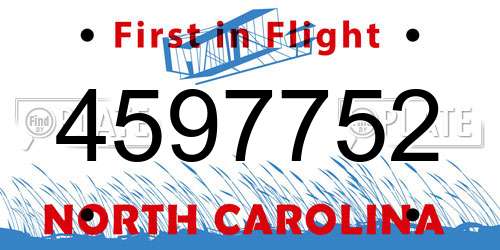 4597752 North Carolina License Plate