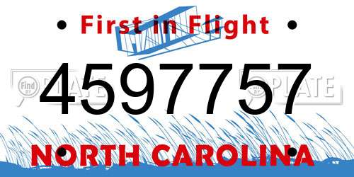 4597757 North Carolina License Plate