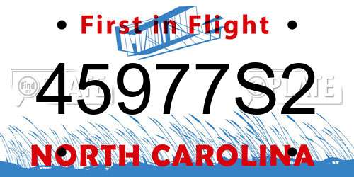 45977S2 North Carolina License Plate
