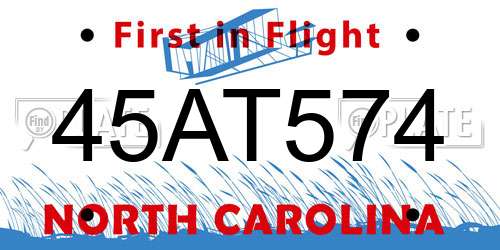 45AT574 North Carolina License Plate