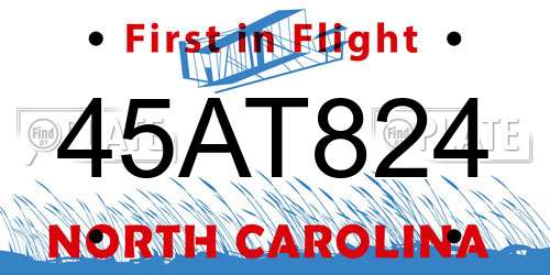 45AT824 North Carolina License Plate