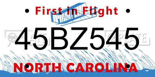 45BZ545 North Carolina License Plate
