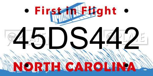 45DS442 North Carolina License Plate