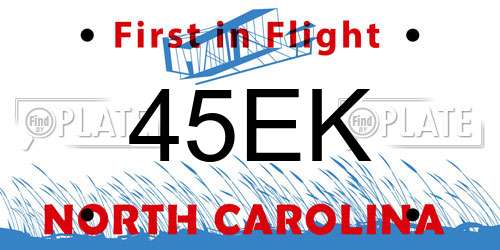 45EK North Carolina License Plate