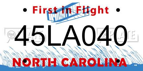 45LA040 North Carolina License Plate