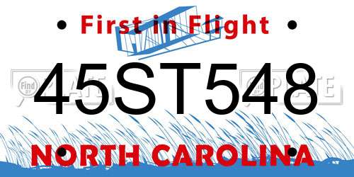 45ST548 North Carolina License Plate
