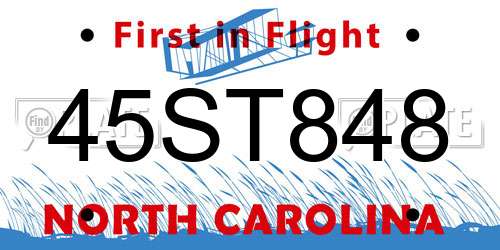 45ST848 North Carolina License Plate