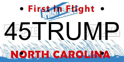 45TRUMP North Carolina License Plate