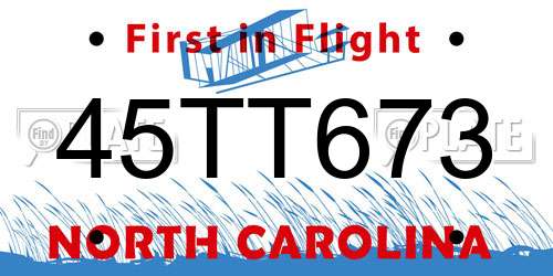 45TT673 North Carolina License Plate