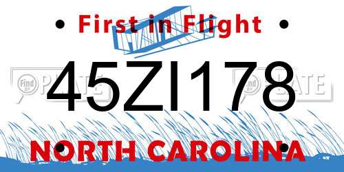 45ZI178 North Carolina License Plate