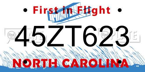 45ZT623 North Carolina License Plate