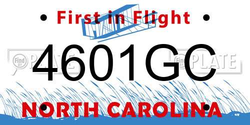 4601GC North Carolina License Plate