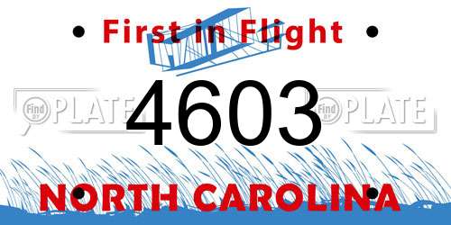 4603 North Carolina License Plate