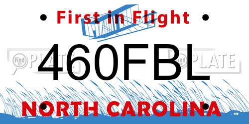 460FBL North Carolina License Plate