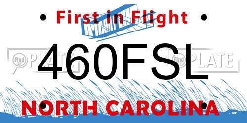 460FSL North Carolina License Plate