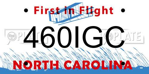 460IGC North Carolina License Plate
