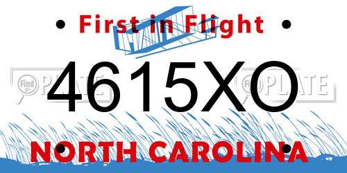 4615XO North Carolina License Plate
