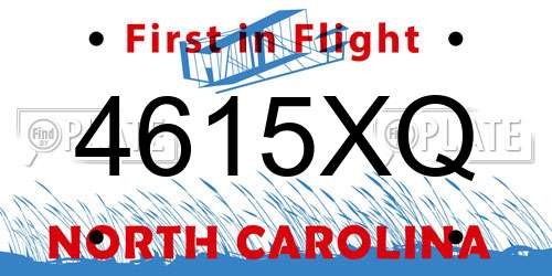 4615XQ North Carolina License Plate