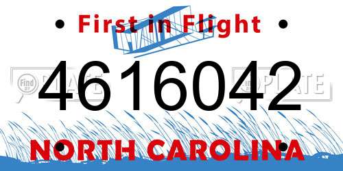 4616042 North Carolina License Plate