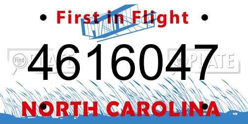 4616047 North Carolina License Plate