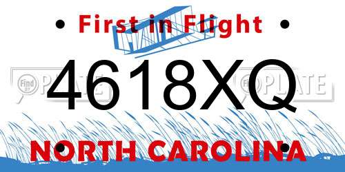 4618XQ North Carolina License Plate