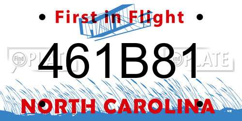 461B81 North Carolina License Plate