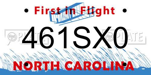 461SX0 North Carolina License Plate
