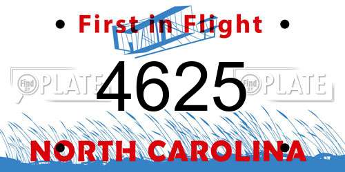 4625 North Carolina License Plate
