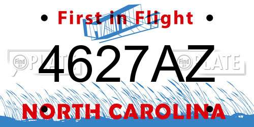 4627AZ North Carolina License Plate