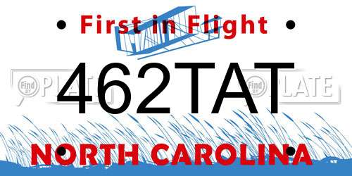 462TAT North Carolina License Plate