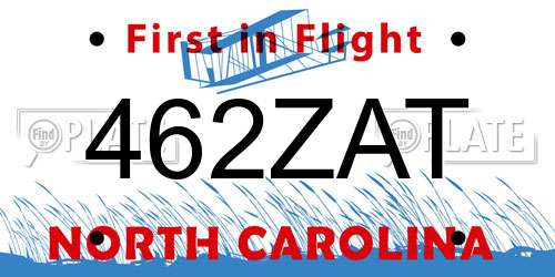 462ZAT North Carolina License Plate