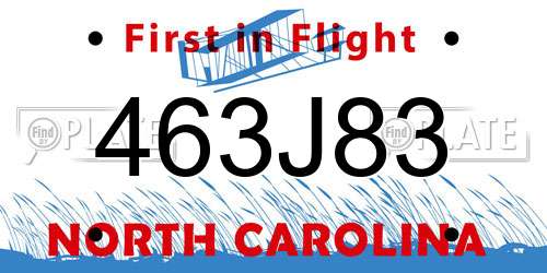 463J83 North Carolina License Plate