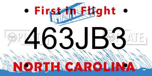 463JB3 North Carolina License Plate