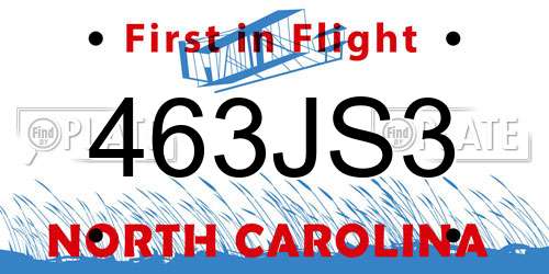 463JS3 North Carolina License Plate