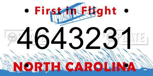 4643231 North Carolina License Plate